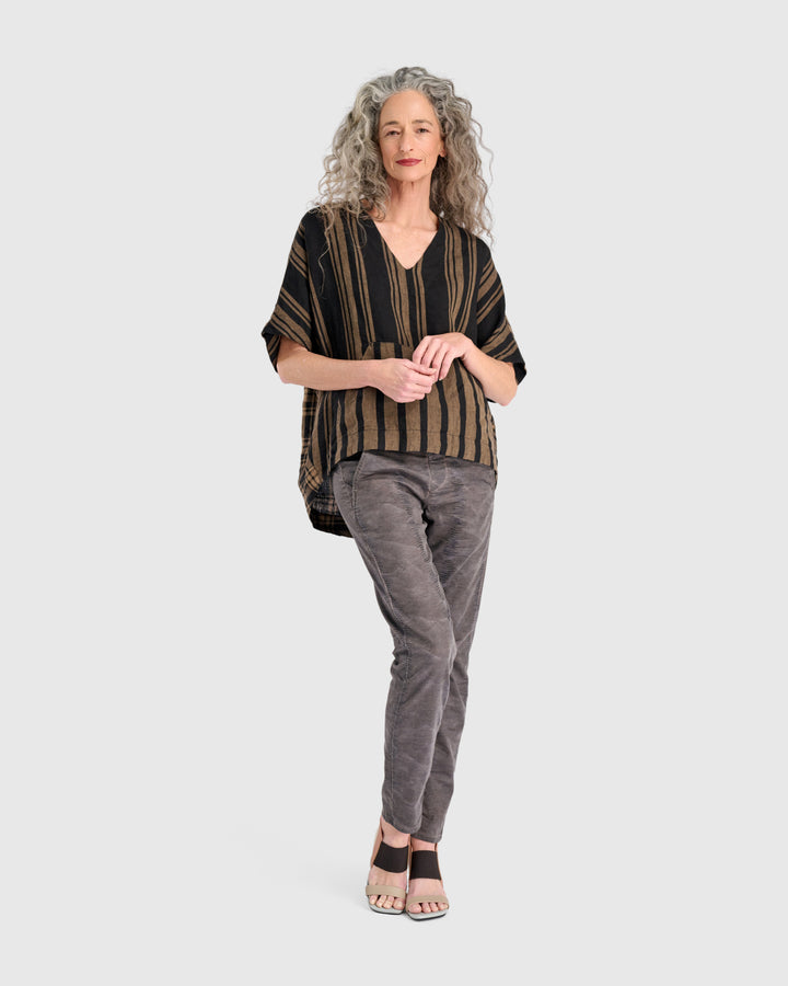 Tawny Pullover Top, Sepia/Black