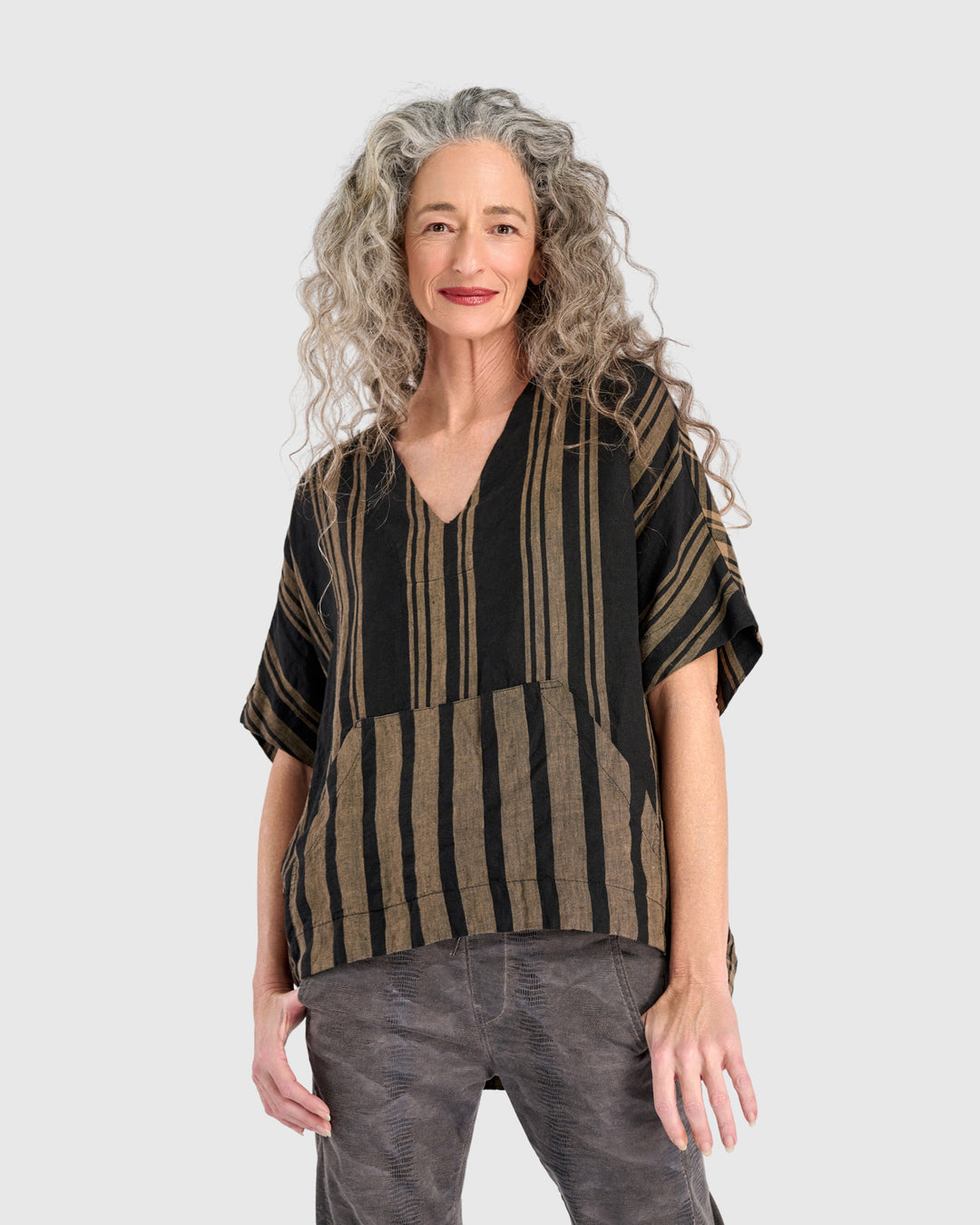 Tawny Pullover Top, Sepia/Black
