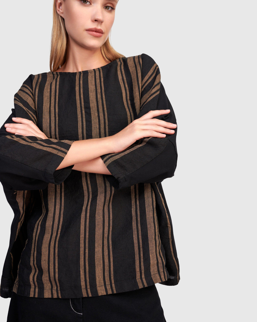 Russet Boxy Top, Sepia/Black