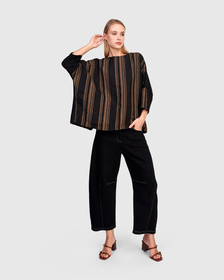 Russet Boxy Top, Sepia/Black