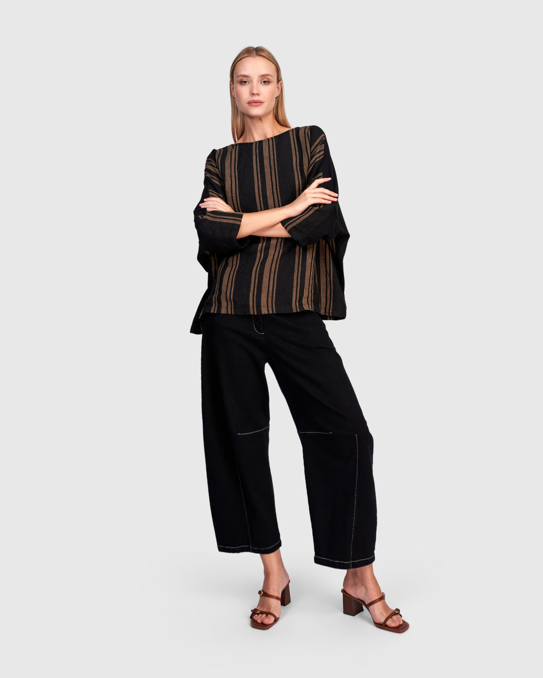 Russet Boxy Top, Sepia/Black
