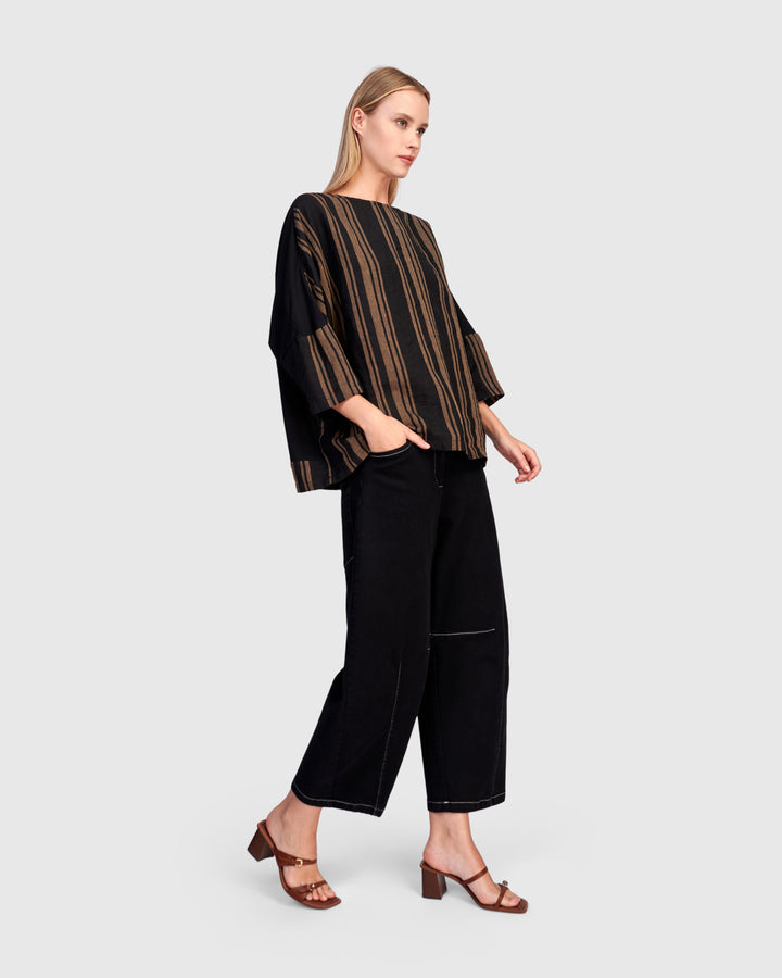 Russet Boxy Top, Sepia/Black