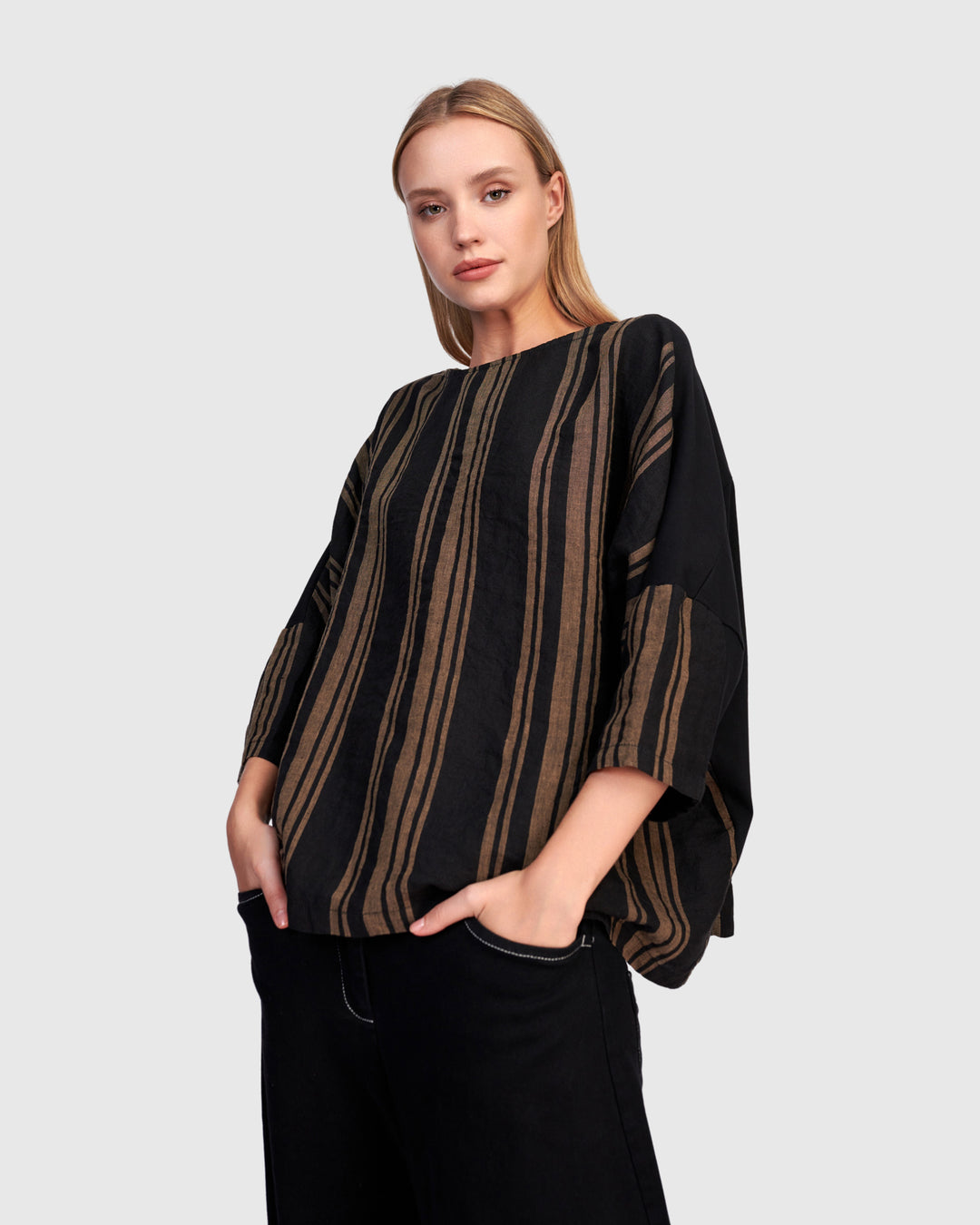 Russet Boxy Top, Sepia/Black
