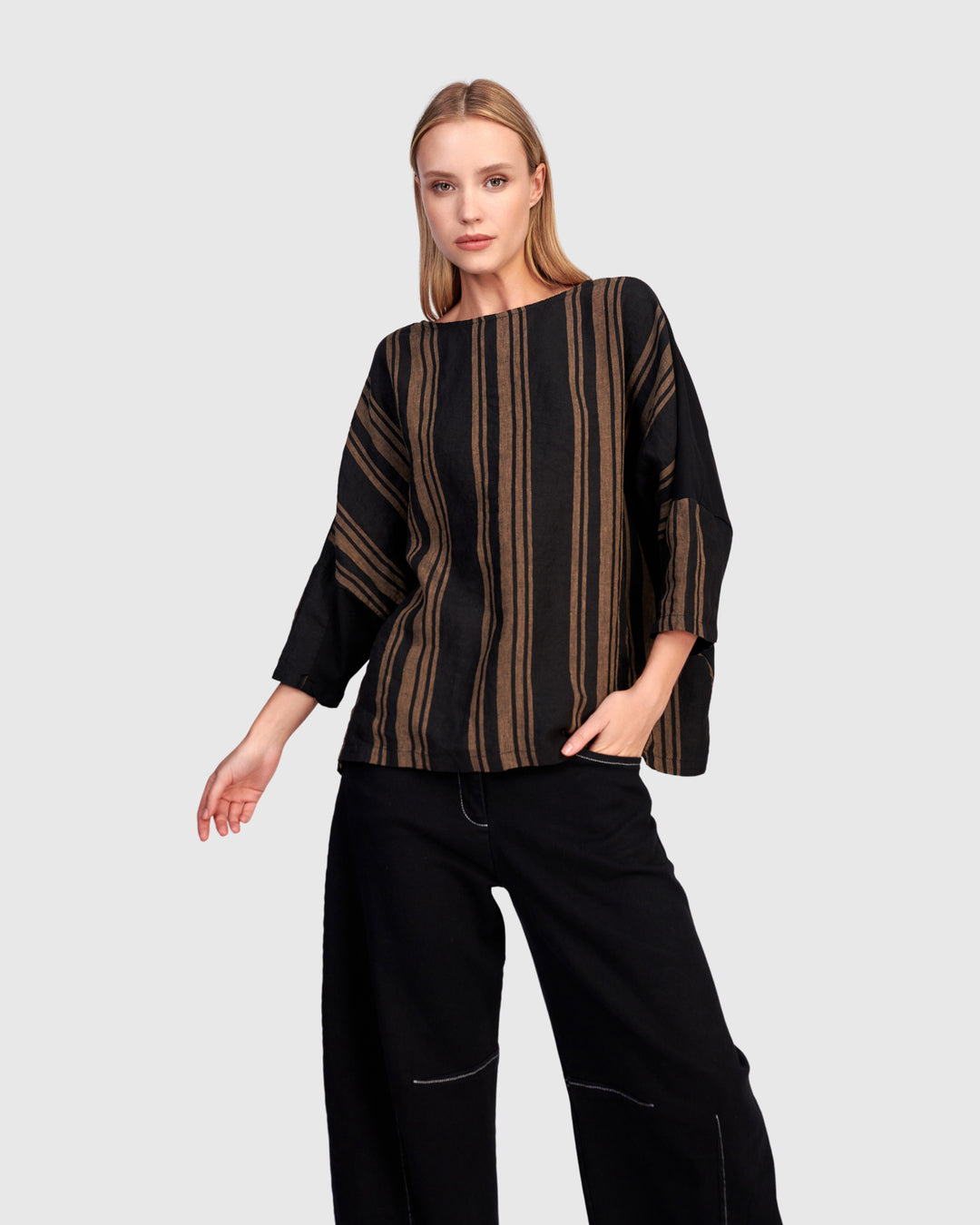 Russet Boxy Top, Sepia/Black