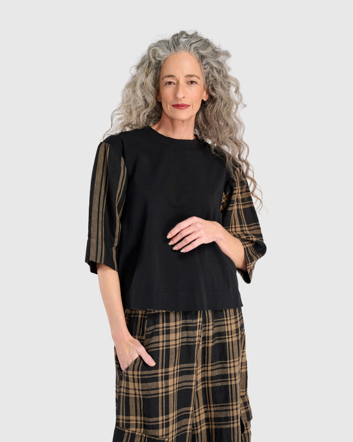 Vetiver Top, Black/Sepia