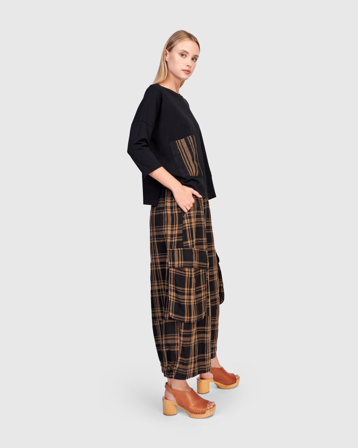 Oud Pockets Top, Black/Sepia