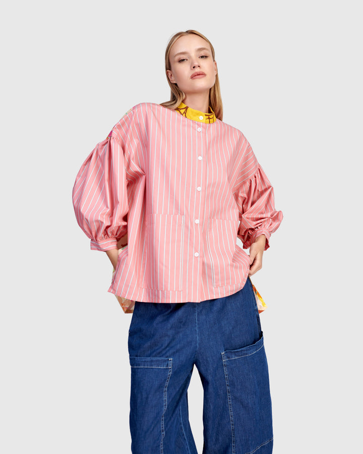 Camellia Puff Shirt, Blush