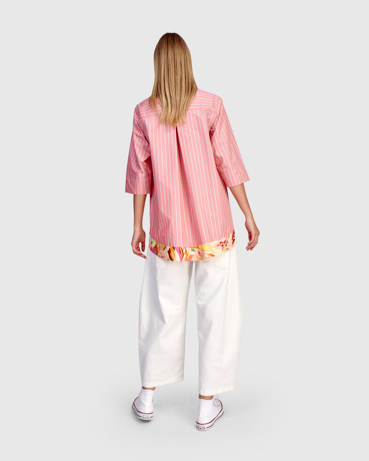 Jasmine Collarless Shirt, Blush