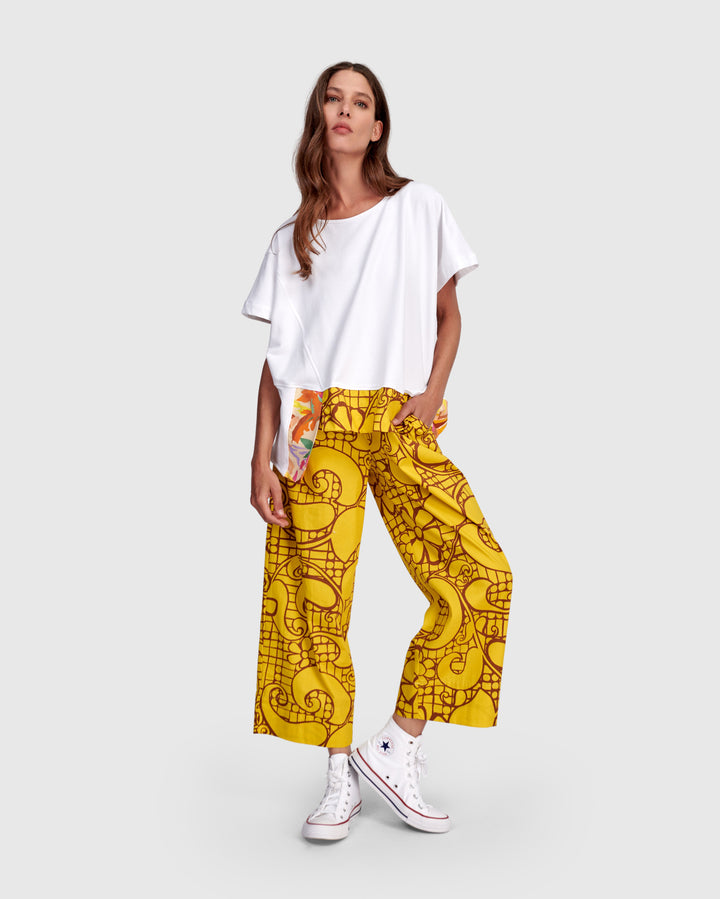 Sunlace Cotton Pants, Yellow
