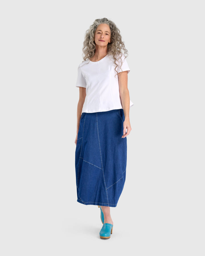 Carla Cocoon Skirt, Denim