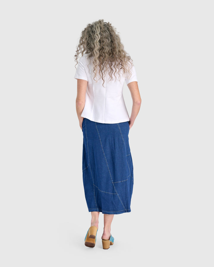 Carla Cocoon Skirt, Denim