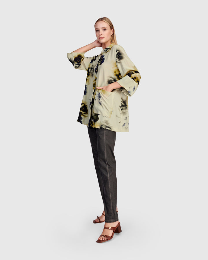 Ambrette Chiffon Tunic, Beige Floral