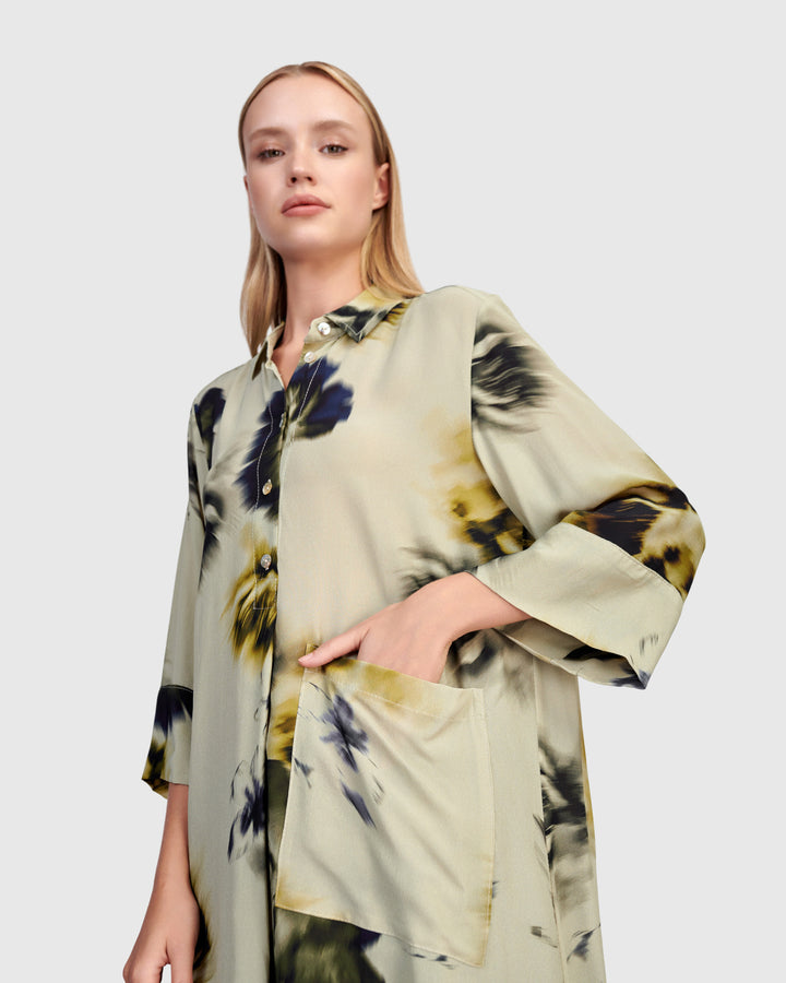 Ambrette Chiffon Tunic, Beige Floral