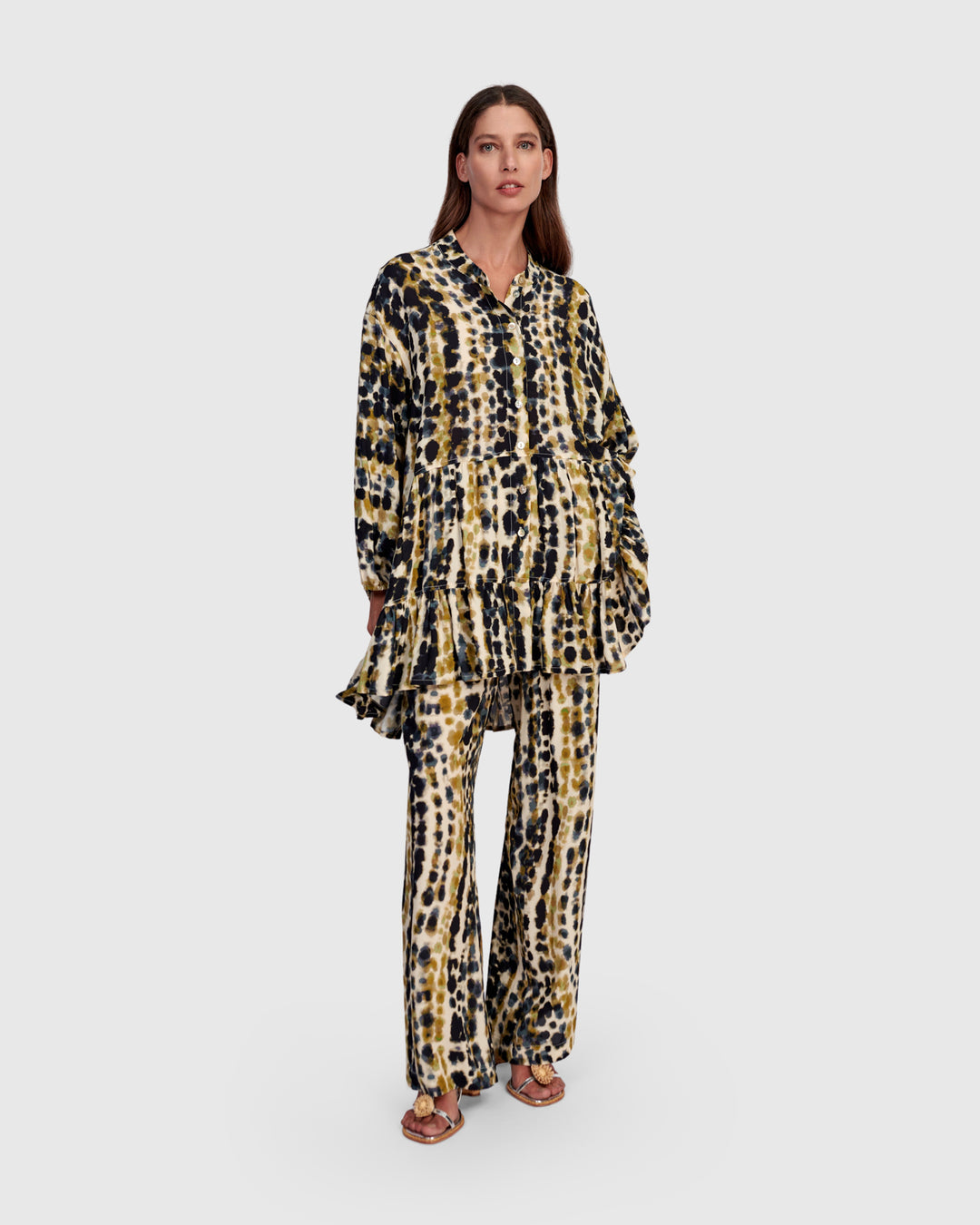 Osmanthus Tiered Tunic, Beige Mix