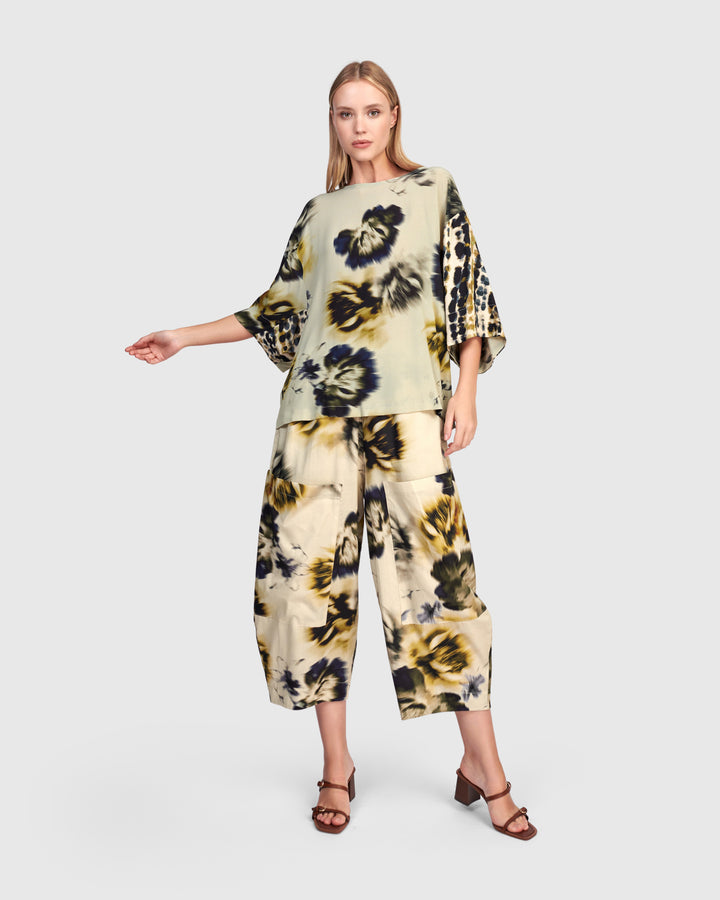 Nerolina Barrel Pants, Beige Floral