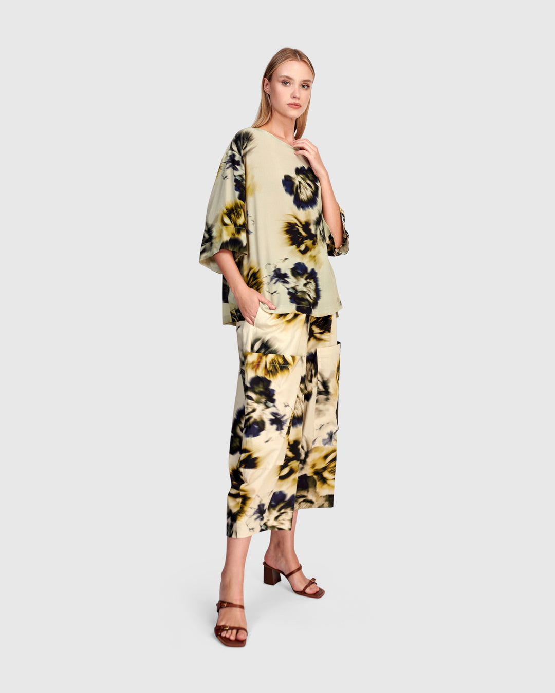 Hesperide Chiffon Top, Beige Floral