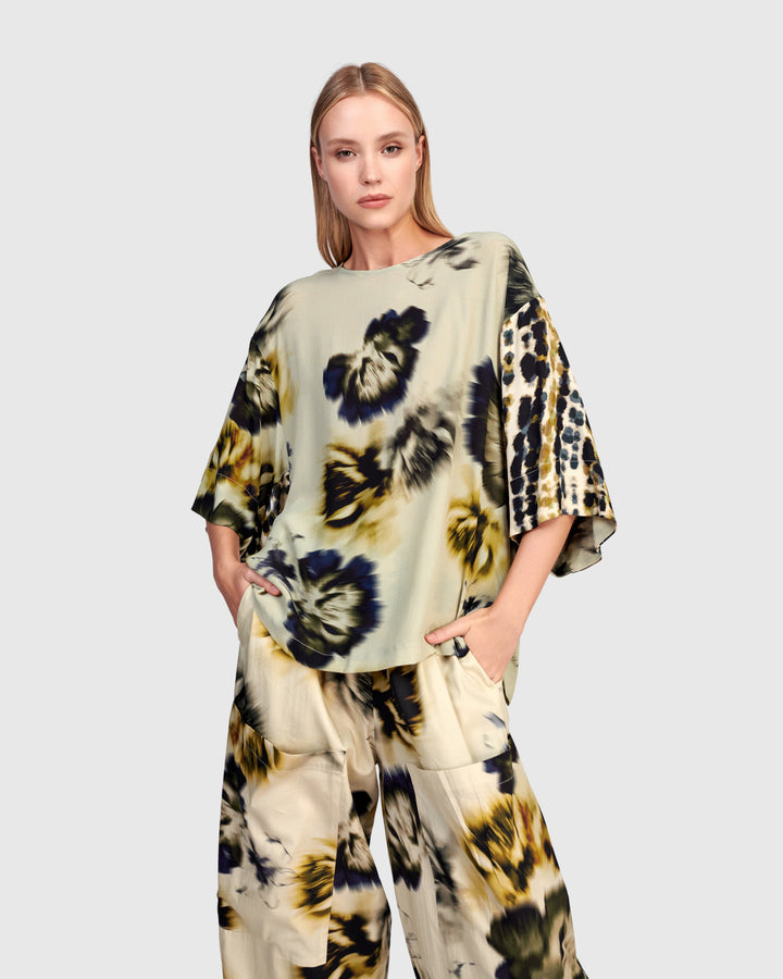 Hesperide Chiffon Top, Beige Floral