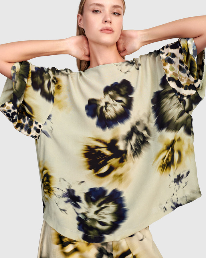 Hesperide Chiffon Top, Beige Floral