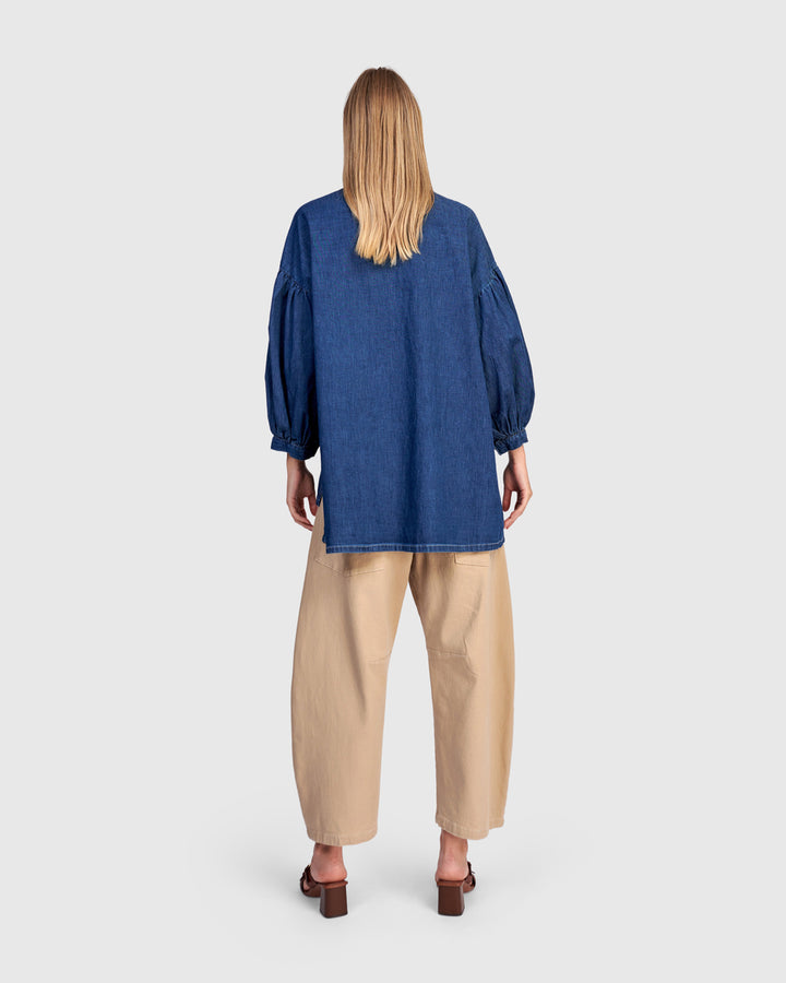 Penelope Puff Top, Denim