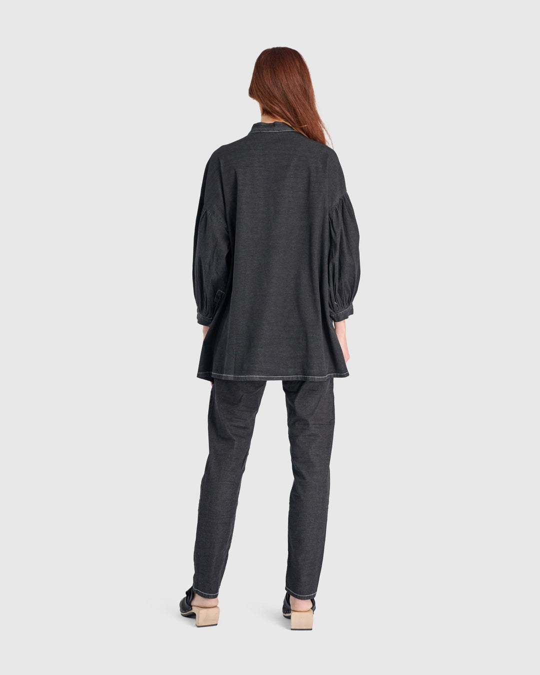 Penelope Puff Top, Jet Denim