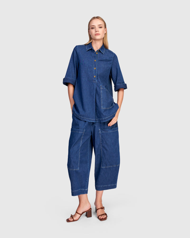 Myles Popover Shirt, Denim