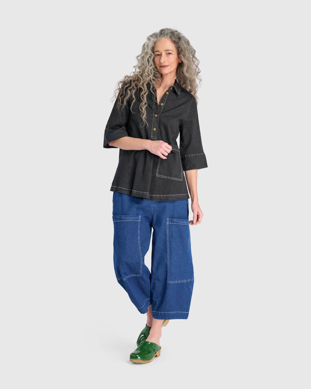 Bold Barrel Capri Pants, Denim