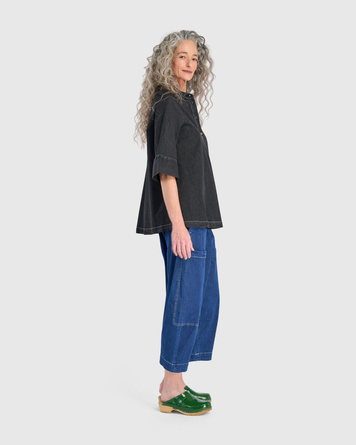 Myles Popover Shirt, Jet Denim