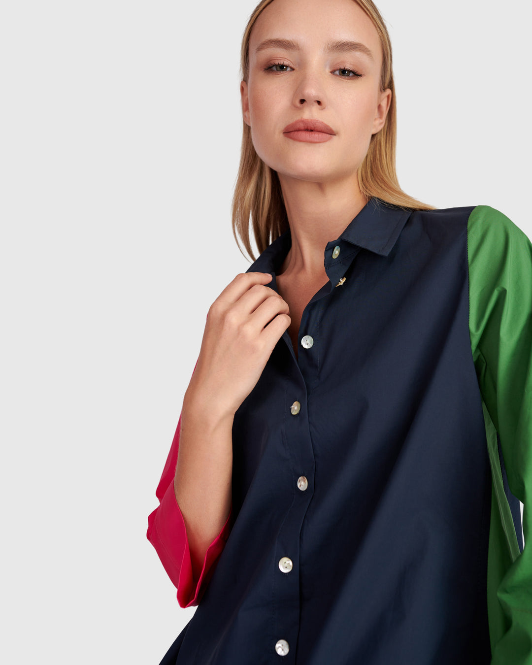 Zesty A-line Shirt, Navy Multi