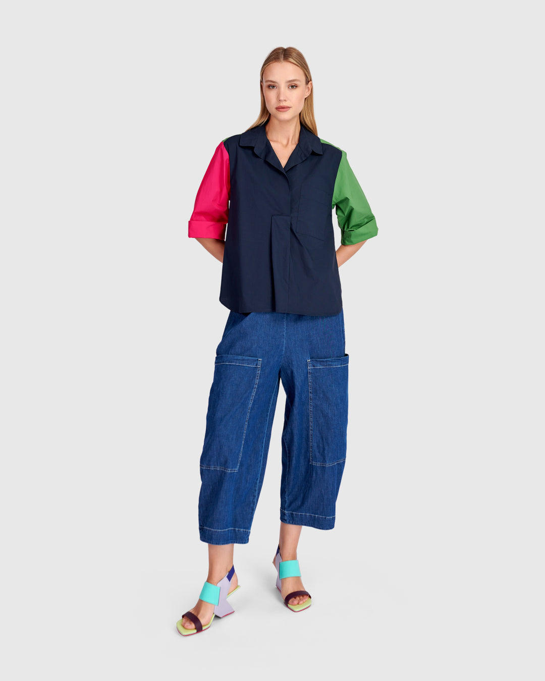 Bold Barrel Capri Pants, Denim