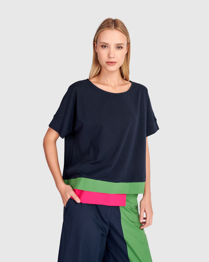 Sorbet Tee, Navy Multi