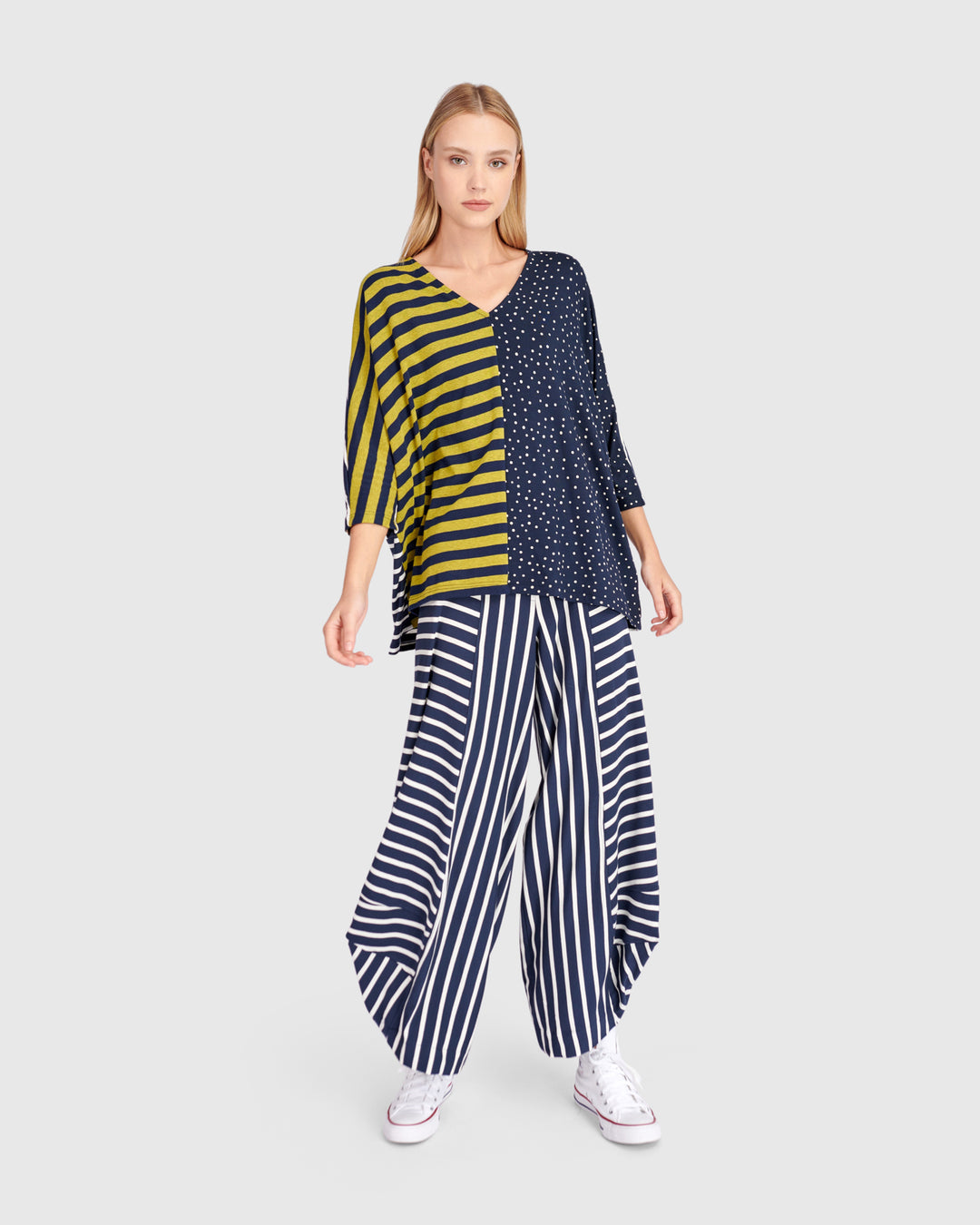 Sun & Moon Top, Navy/Yellow