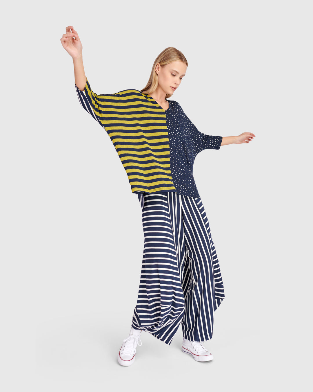 Sun & Moon Top, Navy/Yellow