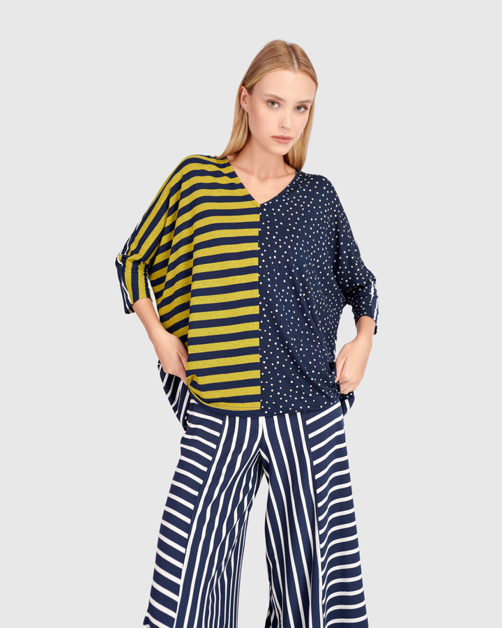 Sun & Moon Top, Navy/Yellow