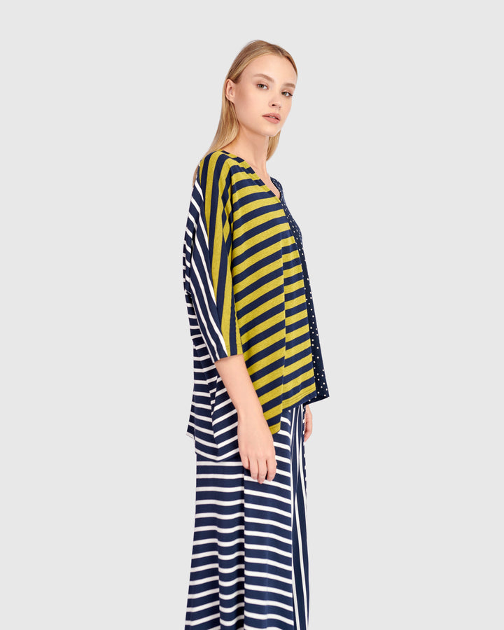 Sun & Moon Top, Navy/Yellow