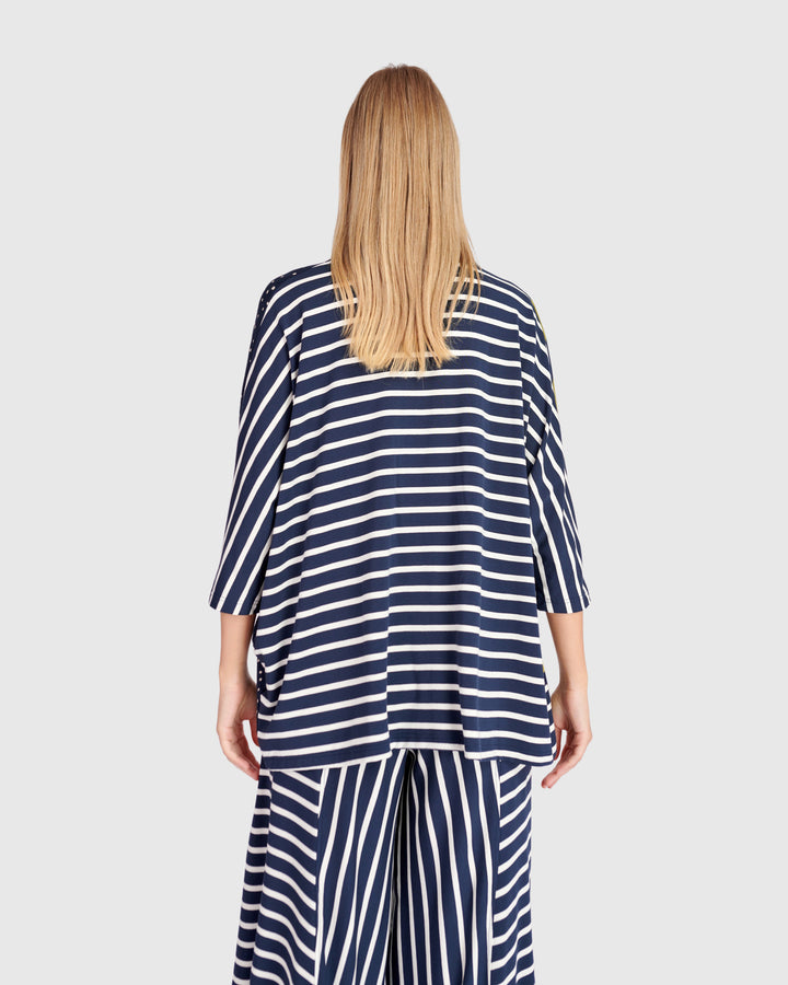 Sun & Moon Top, Navy/Yellow