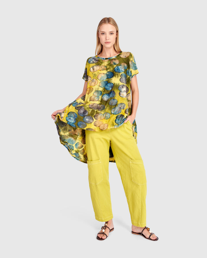 Soft Rebel Swing Tunic, Gold/Ocean Dots