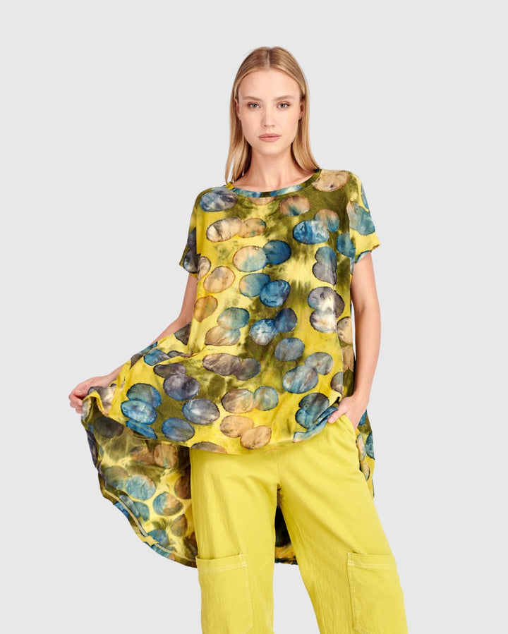 Soft Rebel Swing Tunic, Gold/Ocean Dots