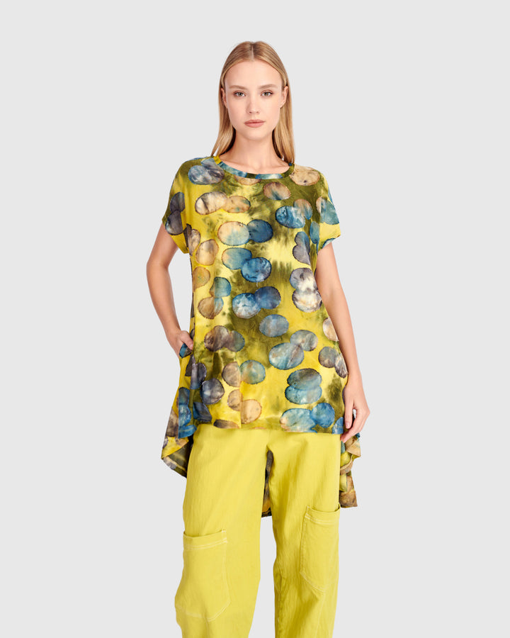 Soft Rebel Swing Tunic, Gold/Ocean Dots