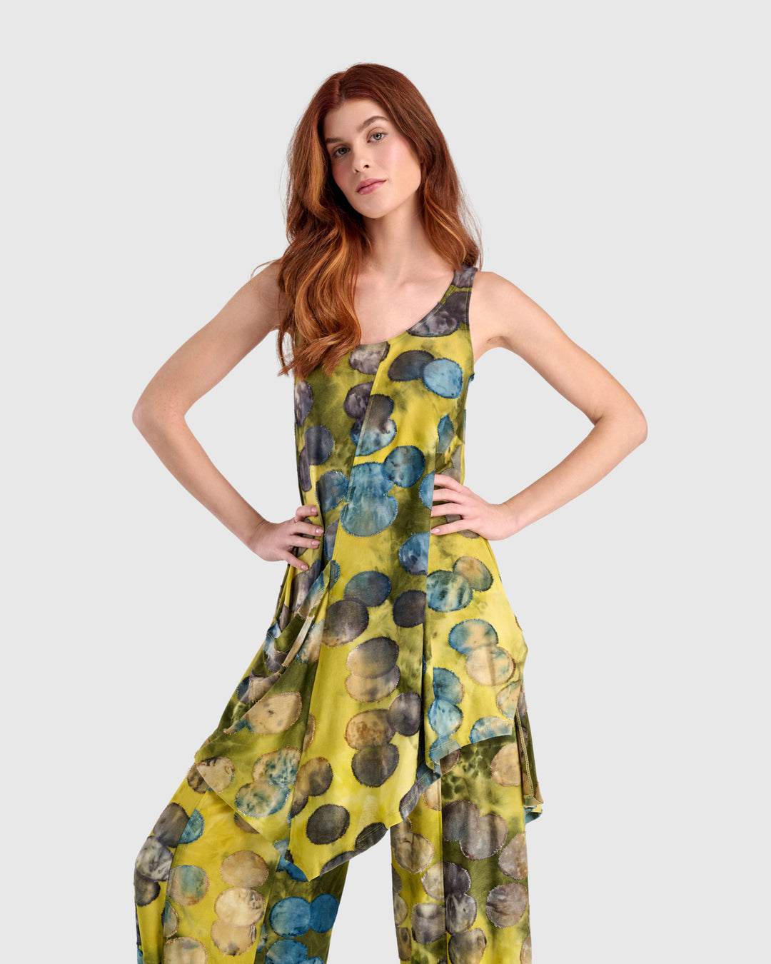 Stargazer Tunic Tank, Gold/Ocean Dots