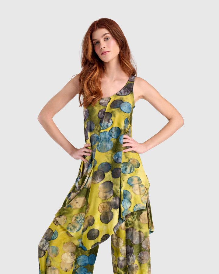 Stargazer Tunic Tank, Gold/Ocean Dots