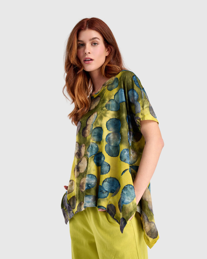 Wild Winds Flounce Tee, Gold/Ocean Dots