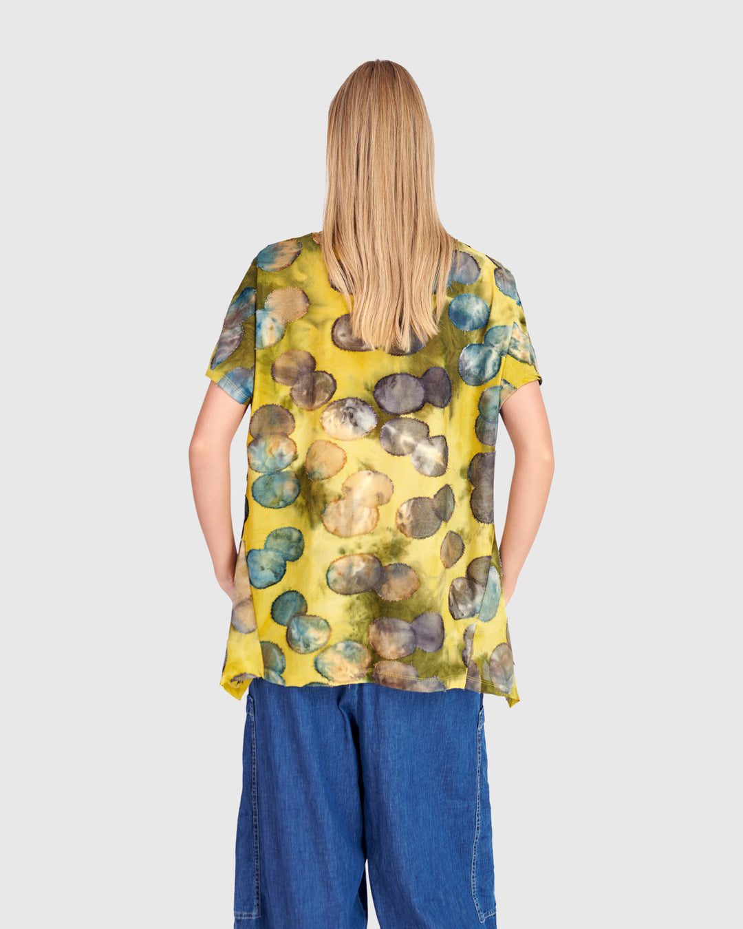 Wild Winds Flounce Tee, Gold/Ocean Dots
