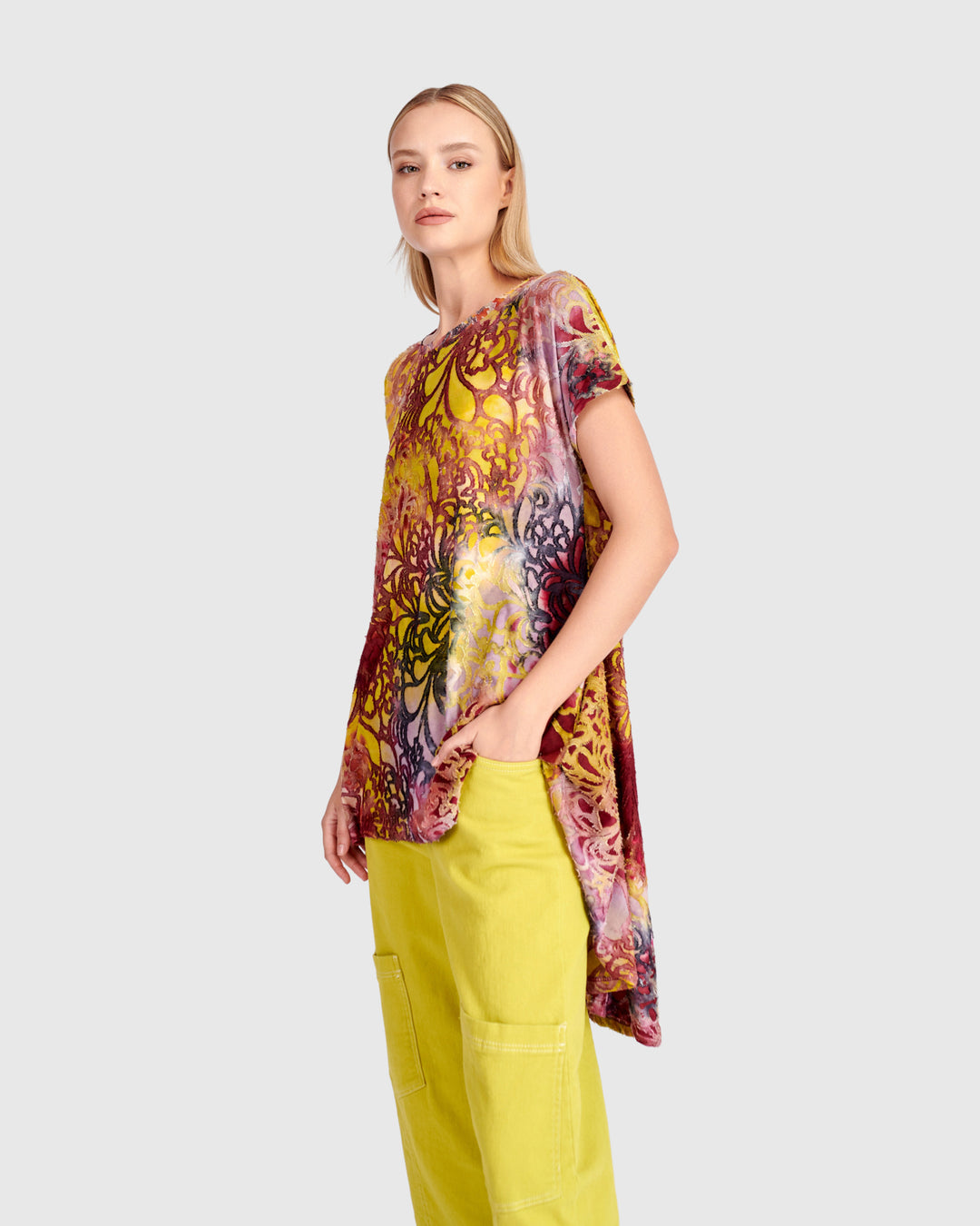 Wild Heart Swing Tunic, Raspberry/Gold