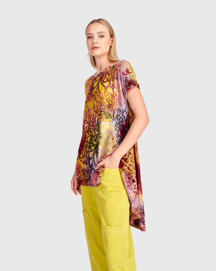 Wild Heart Swing Tunic, Raspberry/Gold