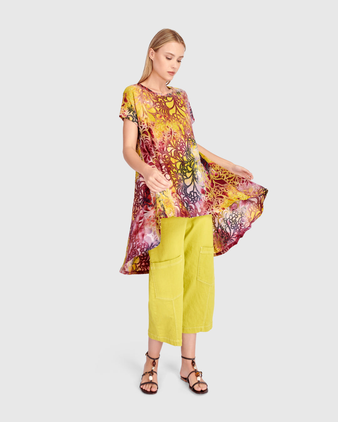 Wild Heart Swing Tunic, Raspberry/Gold