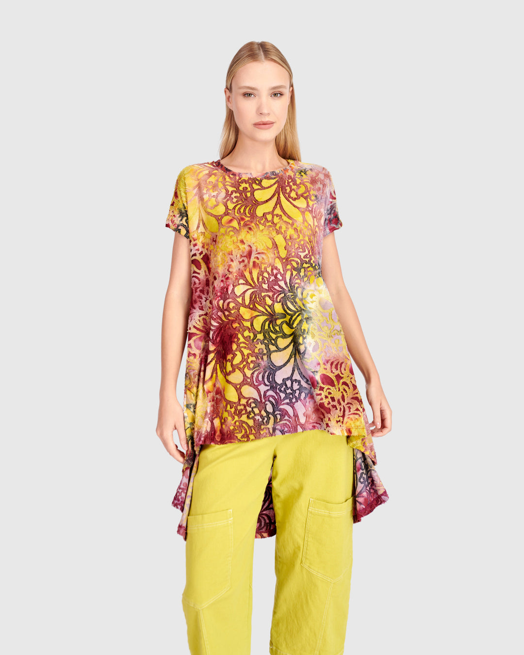 Wild Heart Swing Tunic, Raspberry/Gold