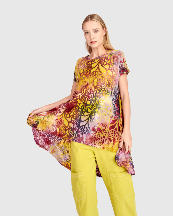 Wild Heart Swing Tunic, Raspberry/Gold