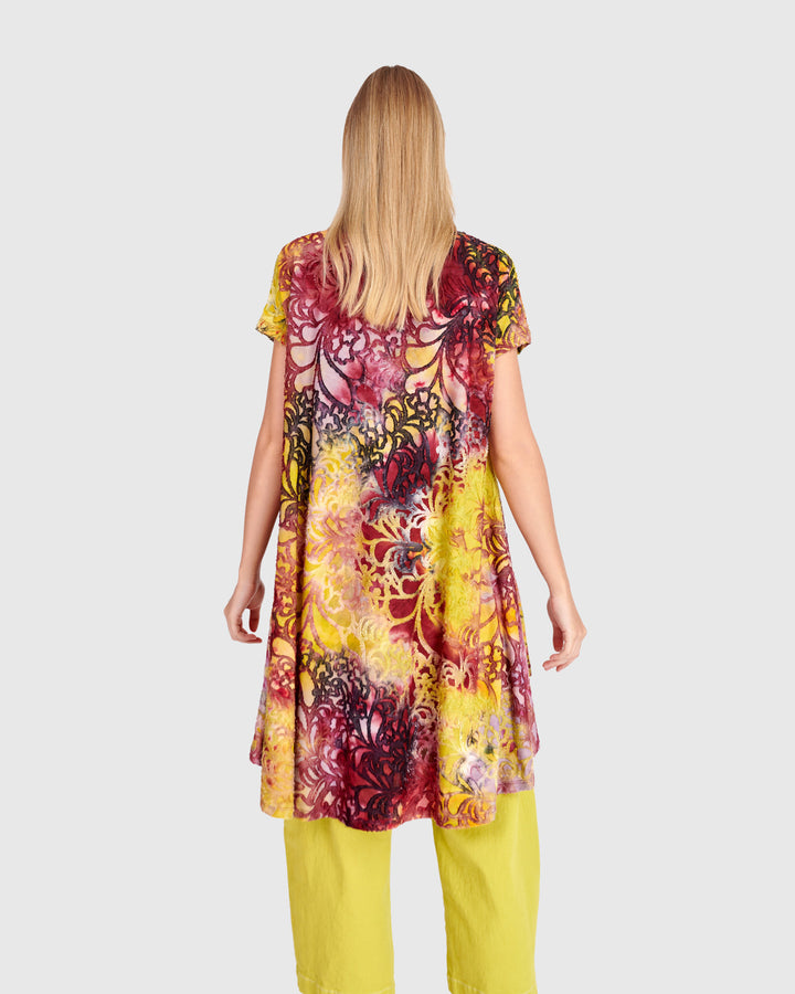 Wild Heart Swing Tunic, Raspberry/Gold