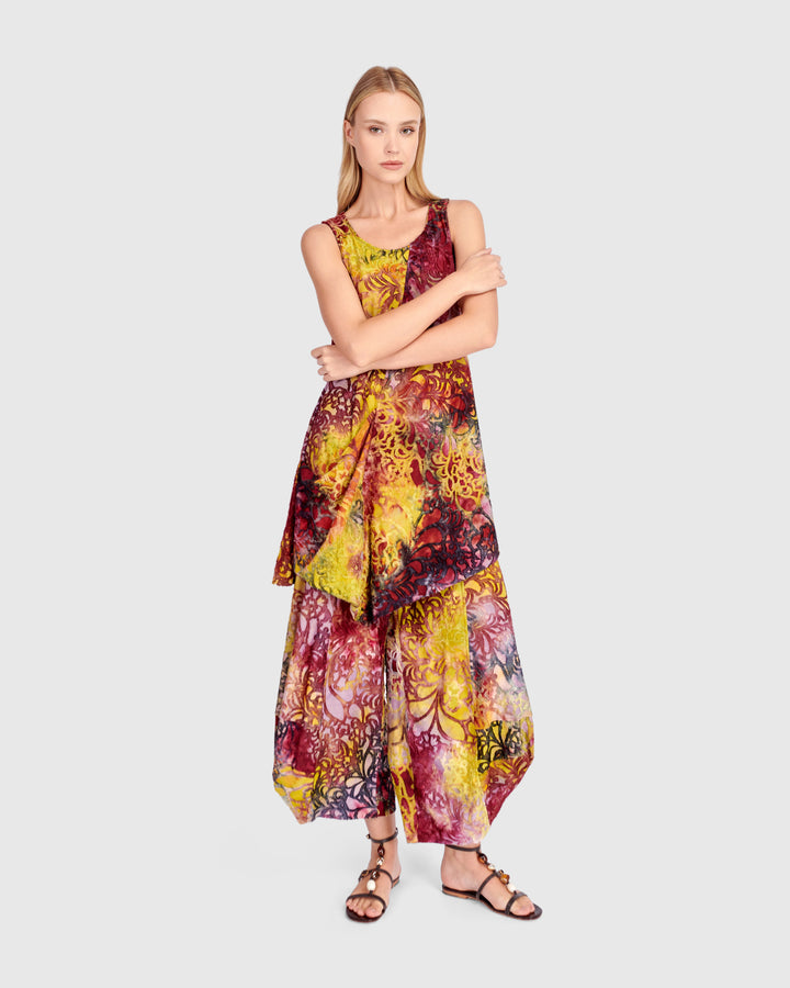 Scattered Tunic Tank, Raspberry/Gold