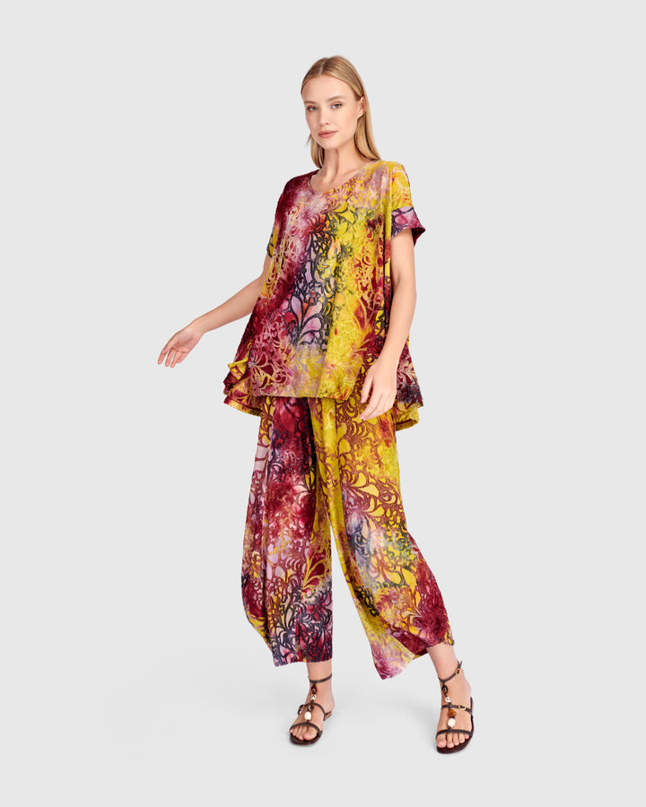 Reverie Trapeze Top, Raspberry/Gold